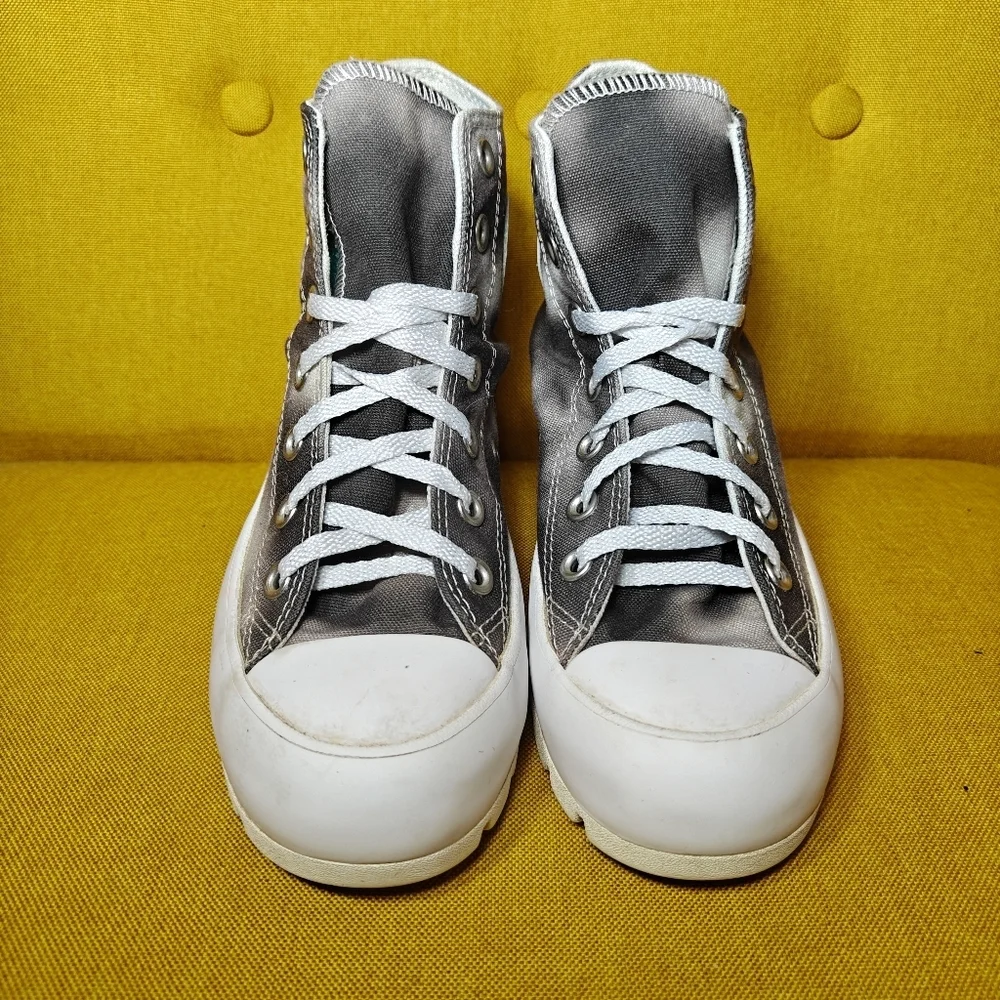 Converse Chuck Taylor All Star High Lugged Tie-dye Grey White Platform Women 6.5